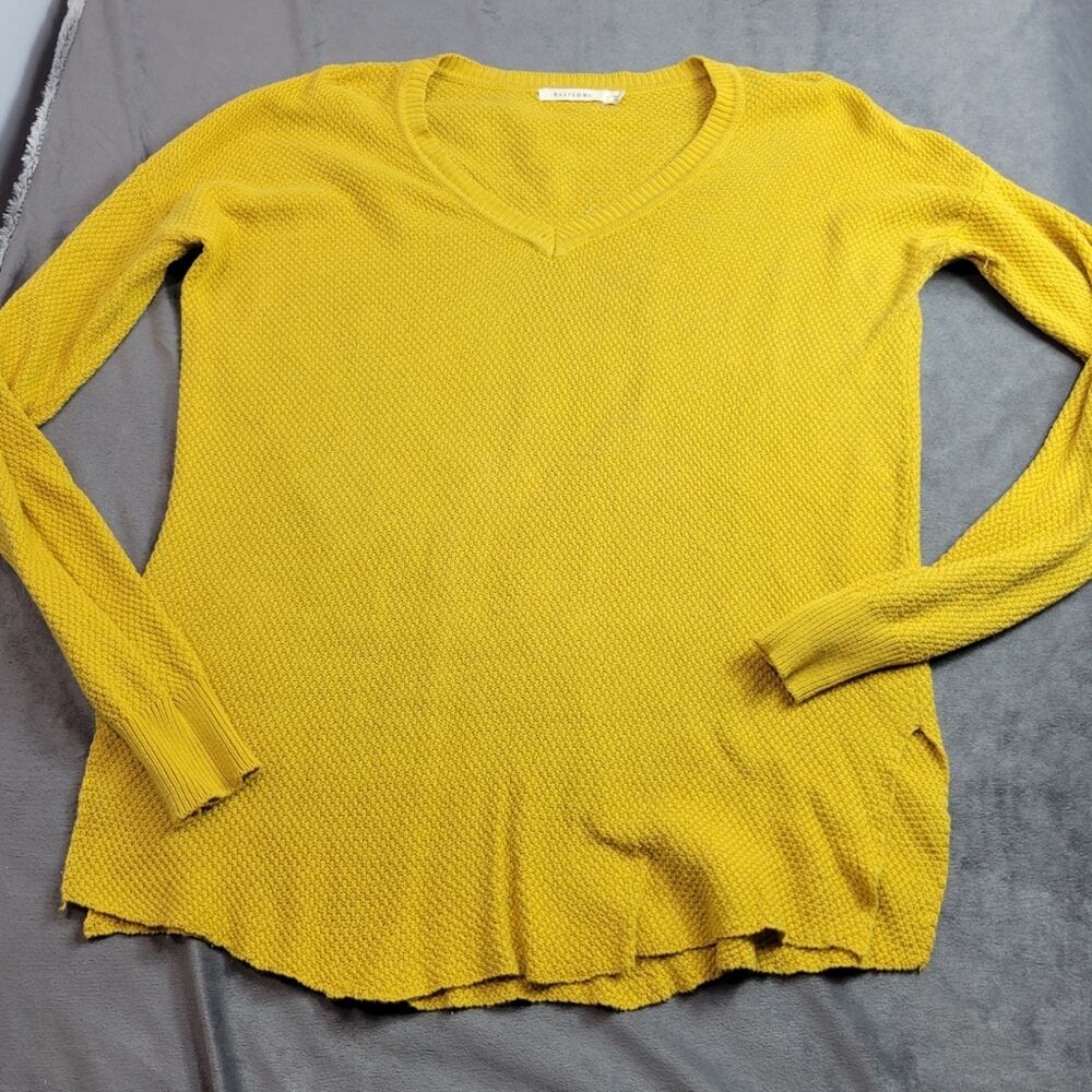Ellison Sweater Womens Large Yellow Long Sleeve Tunic Comfort 100%‎ Cotton Shirt